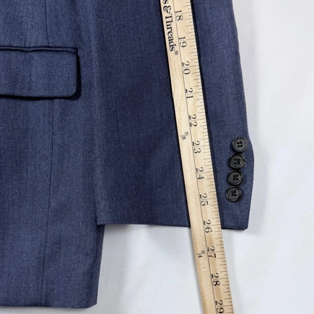 Lauren Ralph Lauren Blazer Sport Coat 50R Blue Silk Wool Birdseye Professional